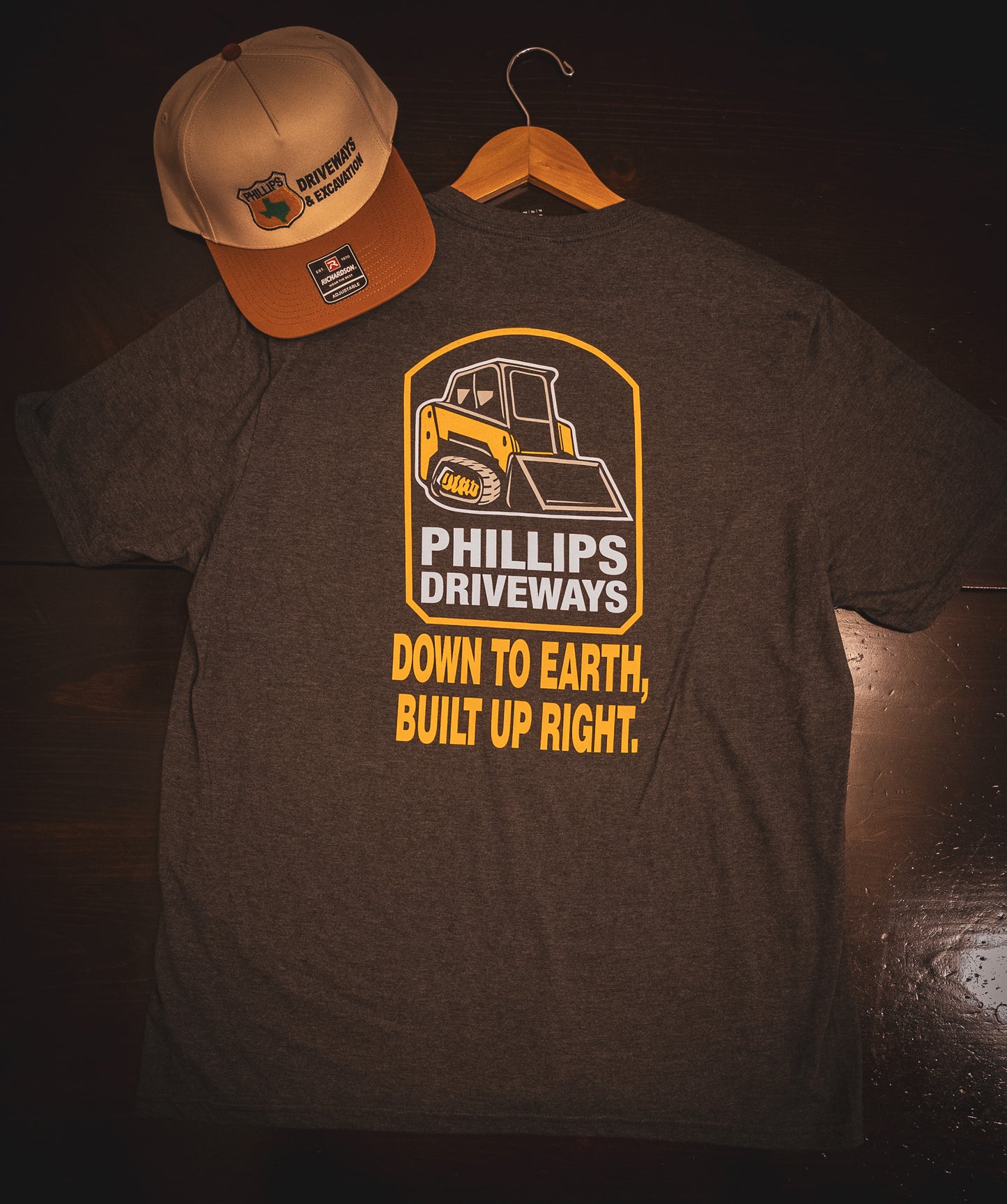 Special Edition Phillips Driveways Hat | cream top with a bold Texas gold bill