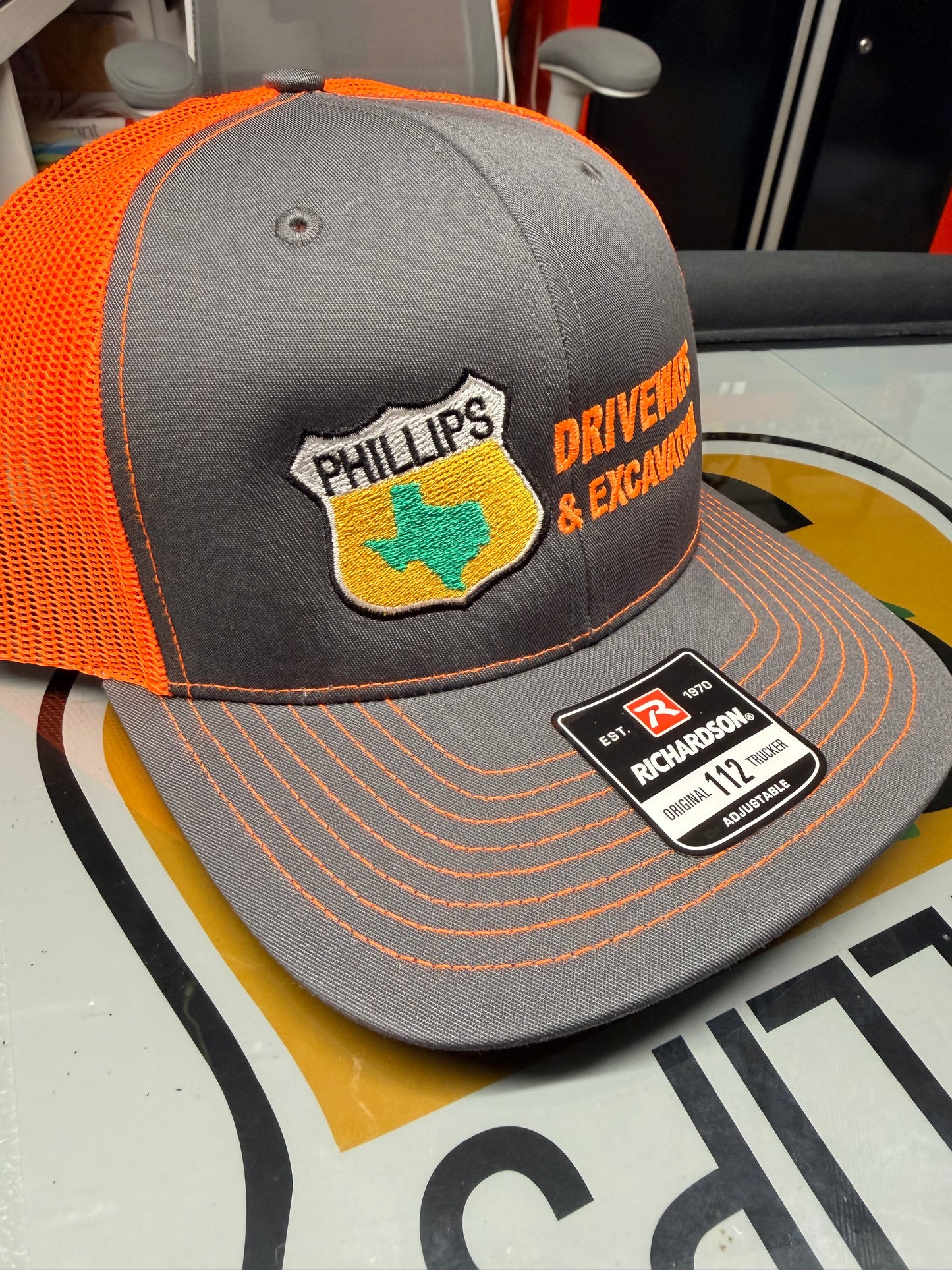 Phillips Driveways Crew Edition Hat – Charcoal / Safety Orange